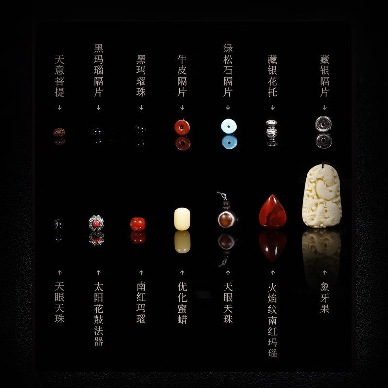 【中国直邮，时效10-15天】龍隐 星月菩提108颗菩提子手串 佛珠文玩手链 梵心  8mm*10mm
