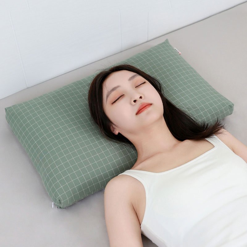 蜀国御 4.5斤装荞麦壳艾叶枕头贴合颈椎夏天舒适睡眠枕配棉枕套丨青草绿
