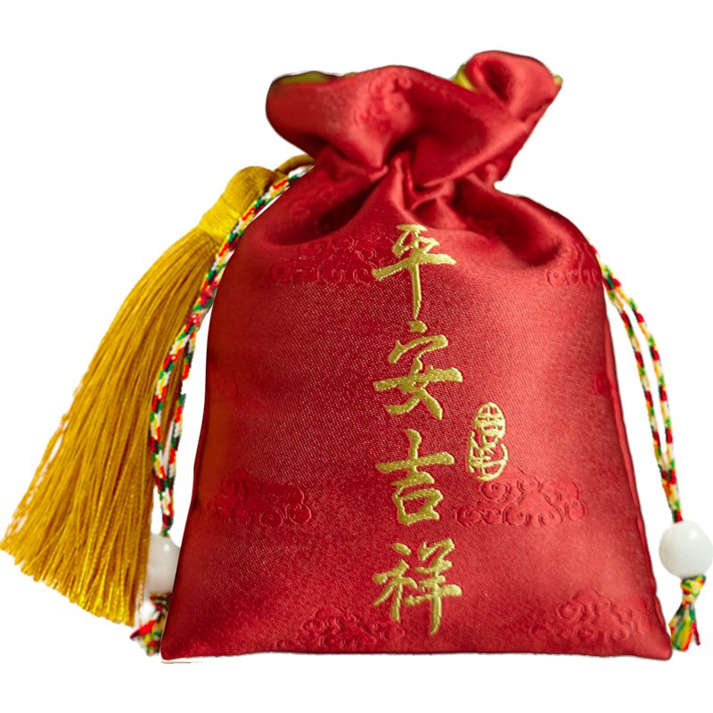 【中国直邮，时效7-15天】物藏堂 清风醒荷 端午节提神醒脑古风香包空袋车载中药艾叶薄荷防晕车 米白＋金黄+红色各一（含药芯）