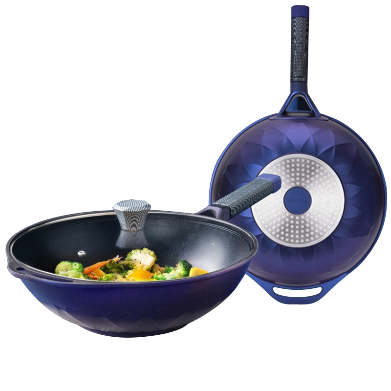 Amercook 钻石系列麦饭石不粘炒锅  燃气电磁炉通用  32cm