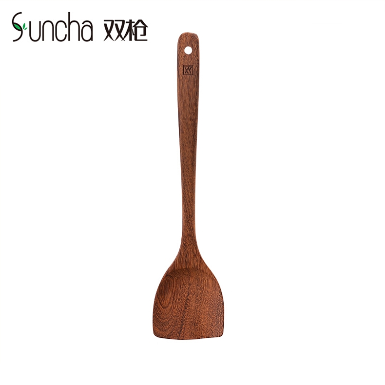 【包邮】Suncha 双枪家用鸡翅木长柄锅铲平铲 天然鸡翅木 不伤锅