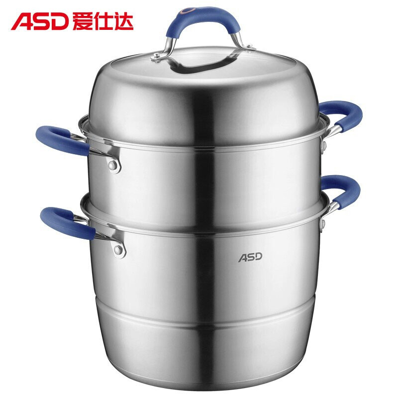 ASD 爱仕达三层复底不锈钢蒸锅 加高大容量 不串味 易收纳 32cm