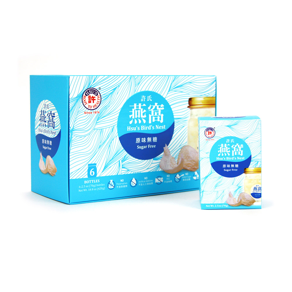 许氏（Hsu’s）即食燕窝 营养滋补品 三种口味可选 2.5oz*6瓶/盒-原味无糖燕窝