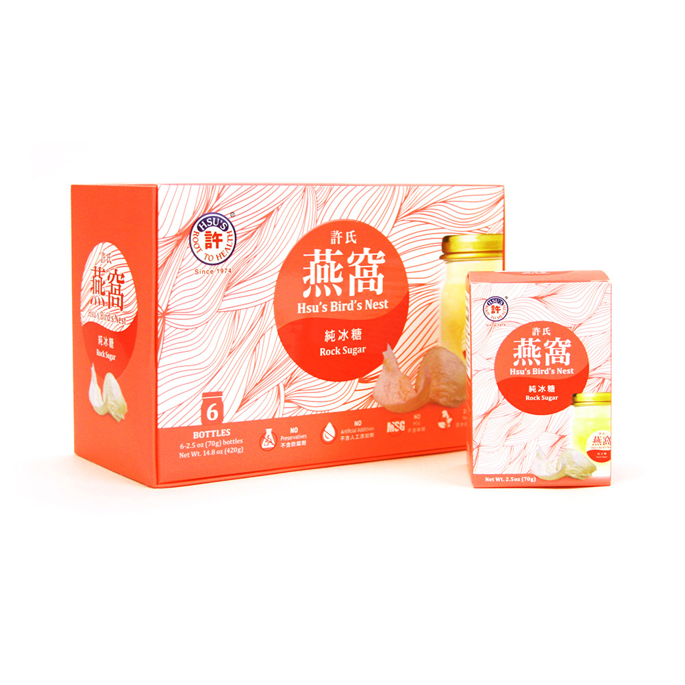 许氏（Hsu’s）即食燕窝 营养滋补品 三种口味可选 2.5oz*6瓶/盒-纯冰糖燕窝