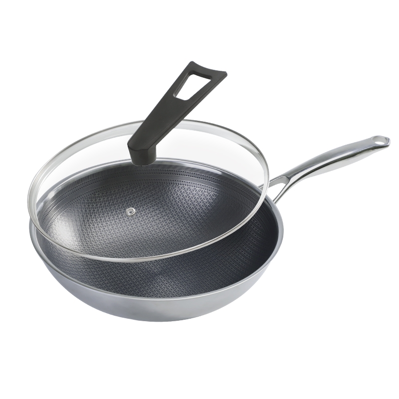 Joydeem 316L铜钱纹不锈钢炒锅 轻油少烟 燃气电磁炉通用 32cm（12.6英寸）