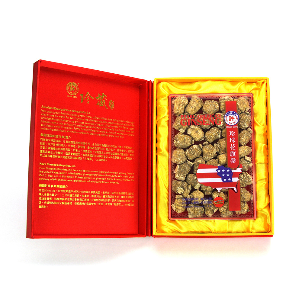 许氏（Hsu’s）人工珍珠花旗参 珍藏锦缎礼盒装 美国威斯康星州西洋参 中号 5盎司