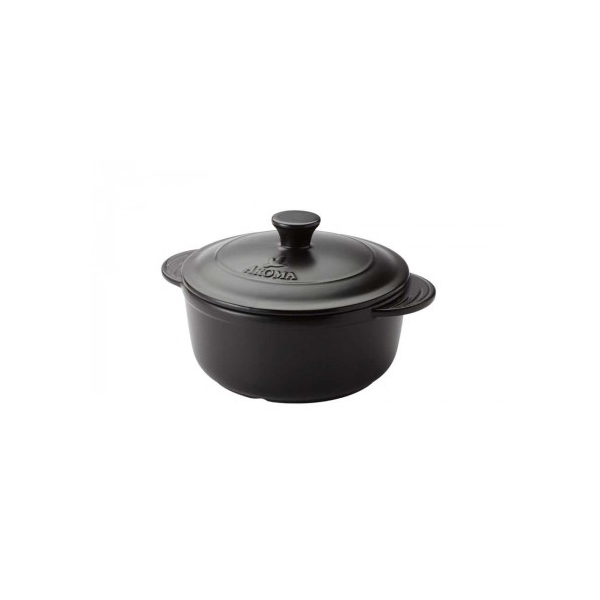 Aroma圆形双耳带盖烤肉锅养生小炖锅ADC-104 安全耐用 四色可选  3.78L-黑色