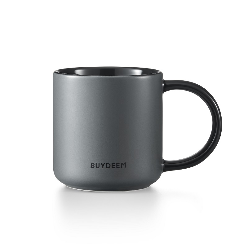 Buydeem北鼎 陶瓷磨砂马克杯缤纷糖果杯 刻度标识 隔热不烫手 多色可选 350ML-水墨灰