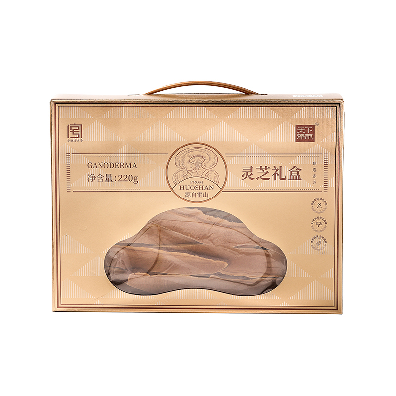 天下泽雨 道地产区霍山赤灵芝片赤芝菌株 灵芝礼盒装220g 
