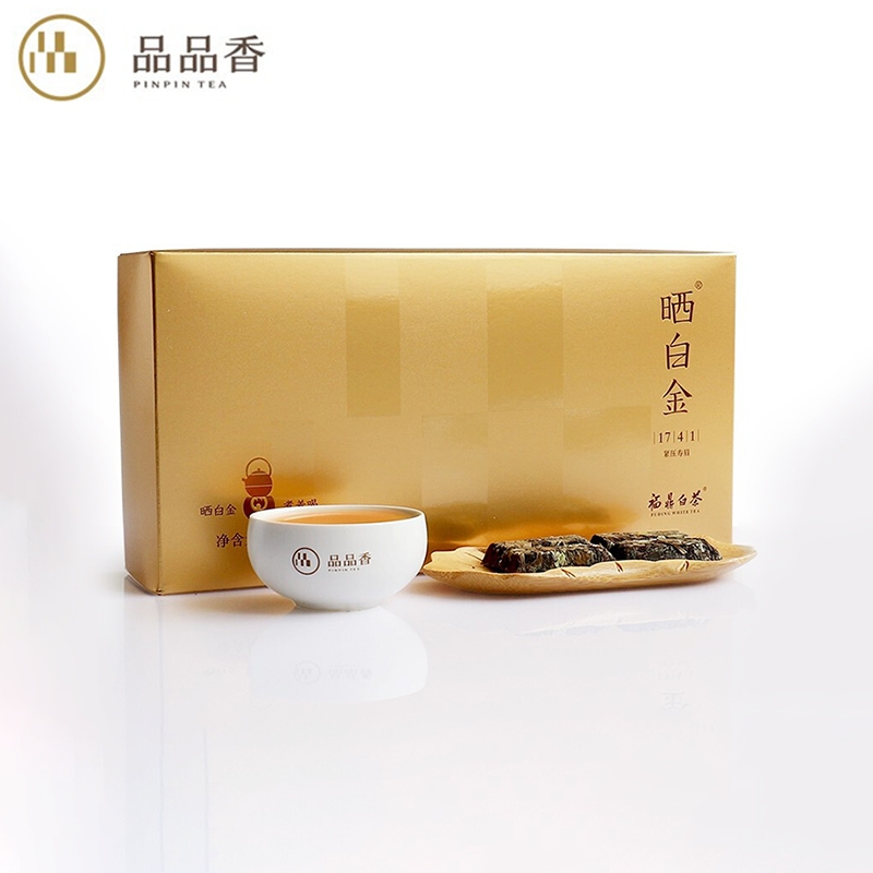 品品香 福鼎白茶晒白金 MINI版紧压寿眉1741 礼盒装180克（30g*6盒）