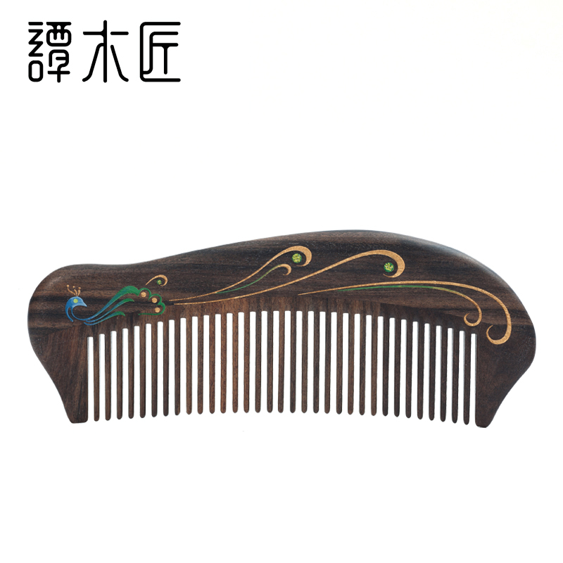 【中国直邮，时效8-20天】谭木匠 雀翎二 天然漆艺木梳 减少静电居家日用 礼盒装
