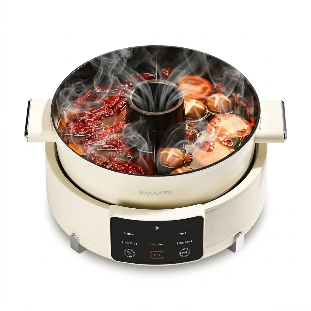 Joydeem去味无烟电火锅DHG-B550 家用分体式鸳鸯火锅涮煮一体电煮锅5.5L