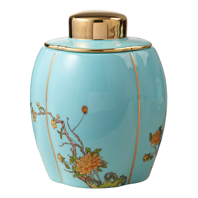 【中国直邮，时效10-15天】Auratic 国瓷永丰源西湖蓝2头茶叶罐（800ml）