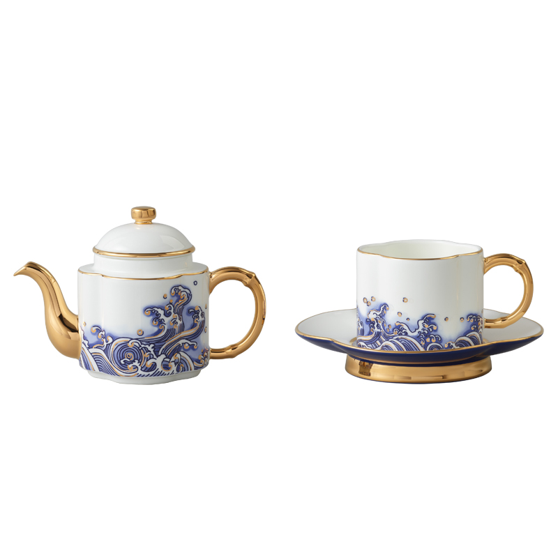 【中国直邮，时效10-15天】Auratic 国瓷永丰源先生瓷-海上明珠4头茶具（180ml）