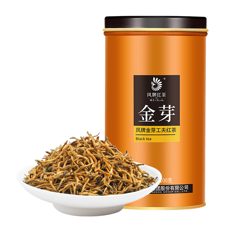 【中国直邮，时效7-15天】凤牌红茶 金芽凤庆滇红工夫特级100g罐装 茶叶 中华老字号蜜香型特级红茶