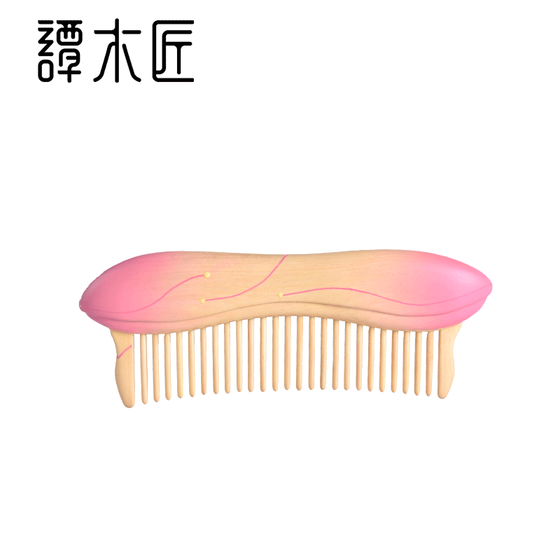 【中国直邮，时效8-20天】谭木匠 茶花言  女士长发专用护发蓬松镶齿木梳 礼盒装