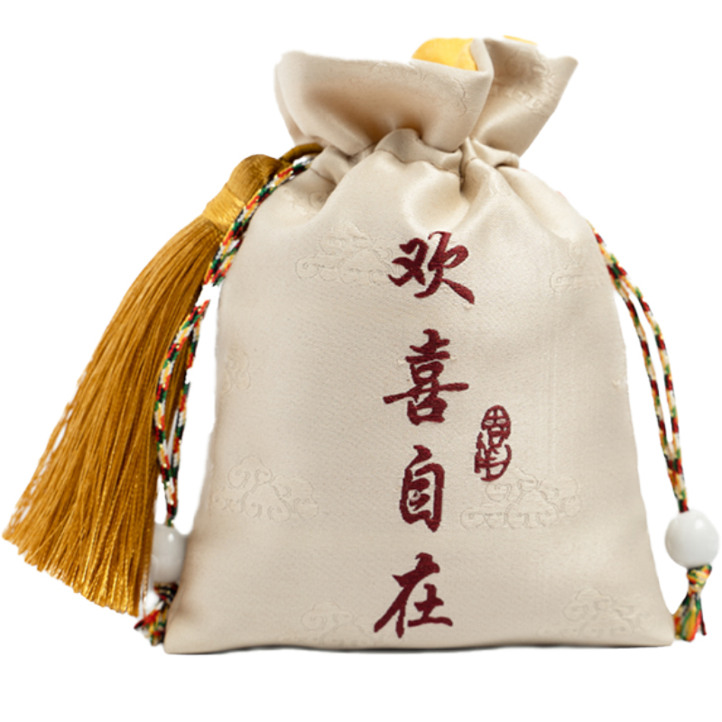 【中国直邮，时效7-15天】物藏堂 清风醒荷 端午节提神醒脑古风香包空袋车载中药艾叶薄荷防晕车 米白＋金黄+红色各一（含药芯）