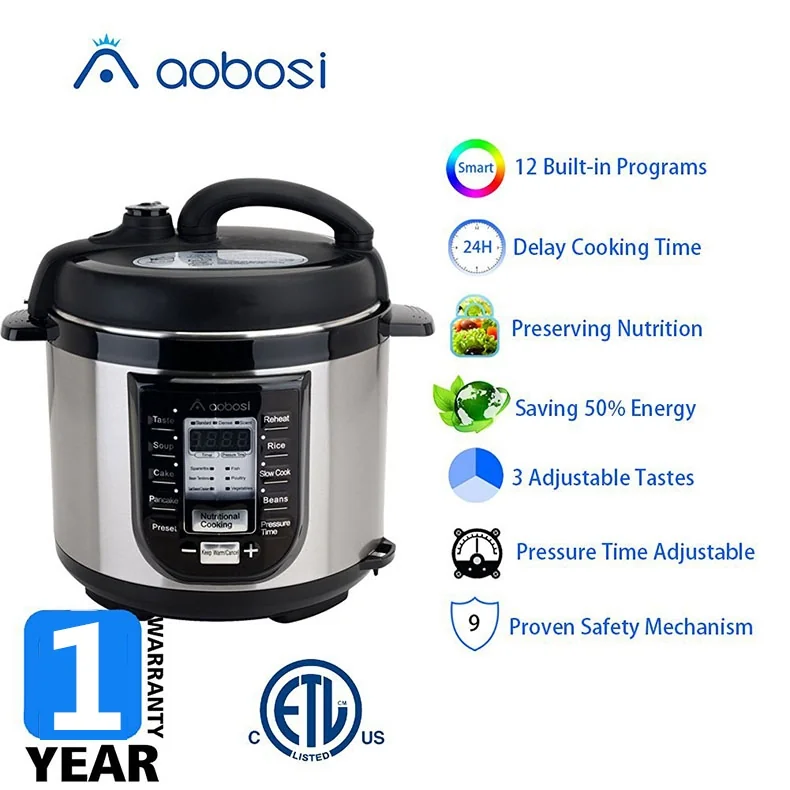 Aobosi YBW40-80B1 Programmable Pressure Cooker 4Qt/800W Stainless Steel Cooking Pot Digital Cooker detail image 2