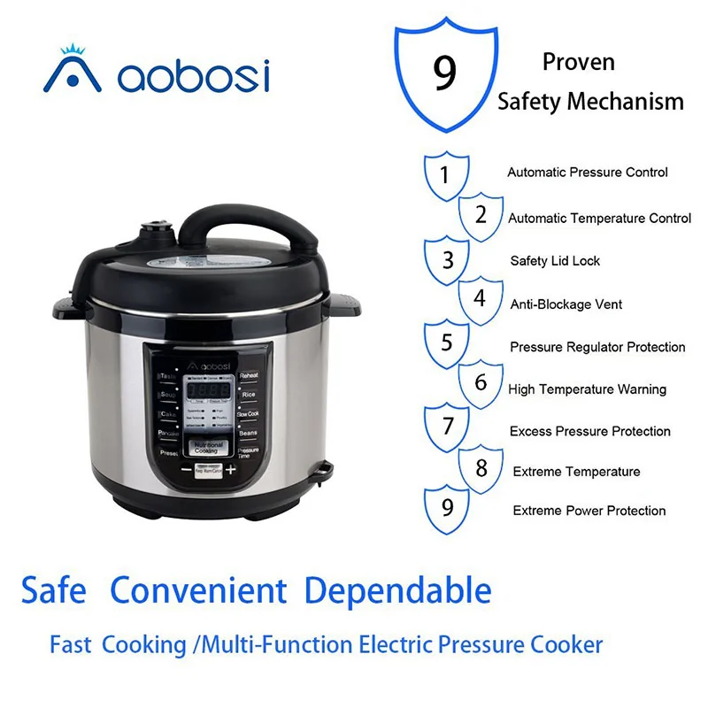 Aobosi YBW40-80B1 Programmable Pressure Cooker 4Qt/800W Stainless Steel Cooking Pot Digital Cooker detail image 3