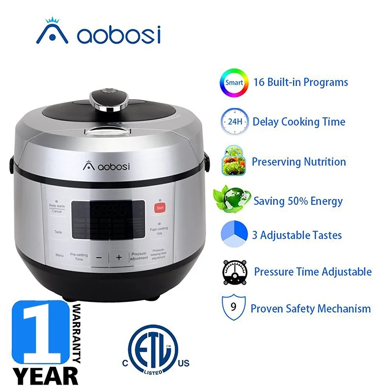Aobosi Multi-Functional Pressure Cooker 5Qt/1000W Stainless Steel Cooking Pot Oval Shape Digital YBW50-100V2 detail image 2