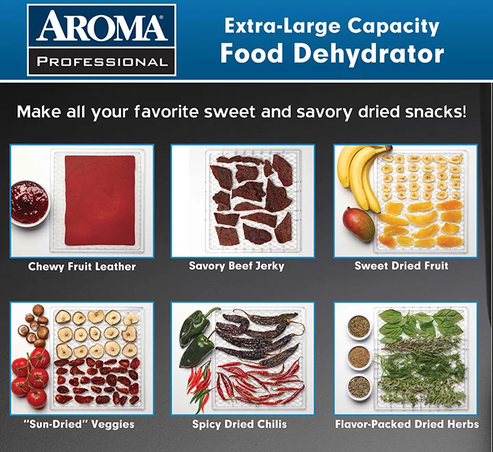 Aroma Extra Large Electric Food Dehydrator AFD-815B detail image 2
