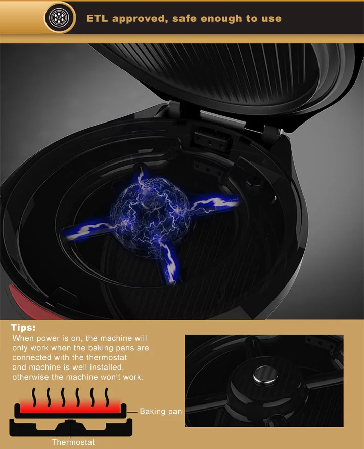 Liven Flagship Electric Skillet with Detachable Pans LR-A434, Golden Shell