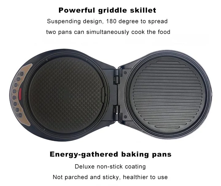 Liven Flagship Electric Skillet with Detachable Pans LR-A434, Golden Shell