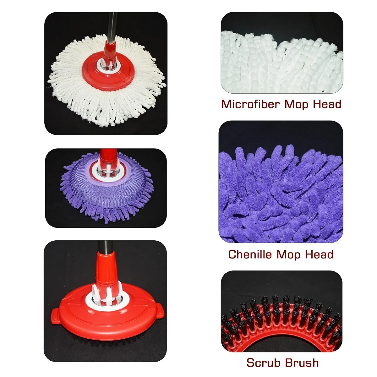 Panda Premium Effortless Wring Spin Mop and Bucket Set (2 Mop Rods + 4 Mop Heads) detail image 9