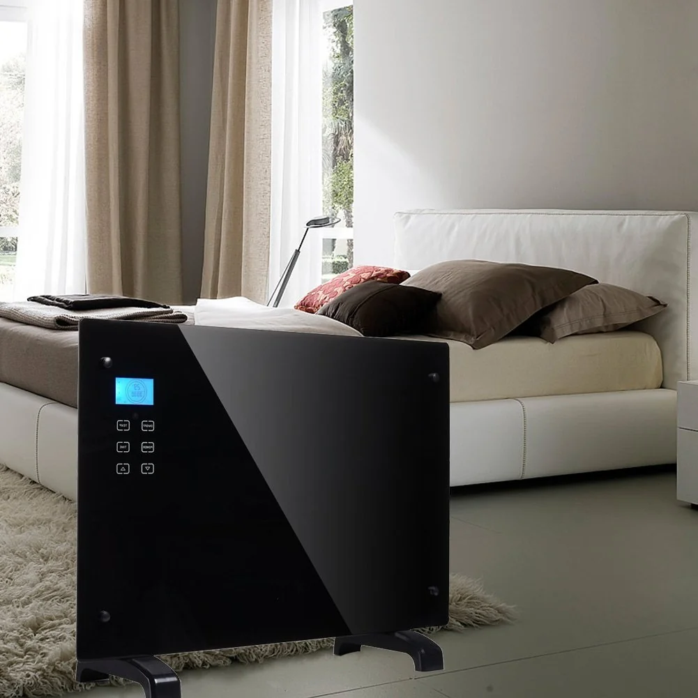 Homeleader Electric Panel Heater GH-15F, Crystal Glass Flat Convector Heater with LED Screen and Remote Control, 1500W detail image 1