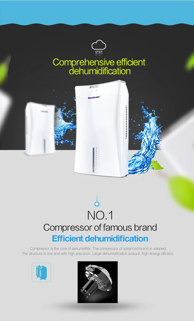 Homeleader 75W Small Dehumidifer, 50Oz Electric compact Dehumidifer with LED light, White, J02-020 detail image 4