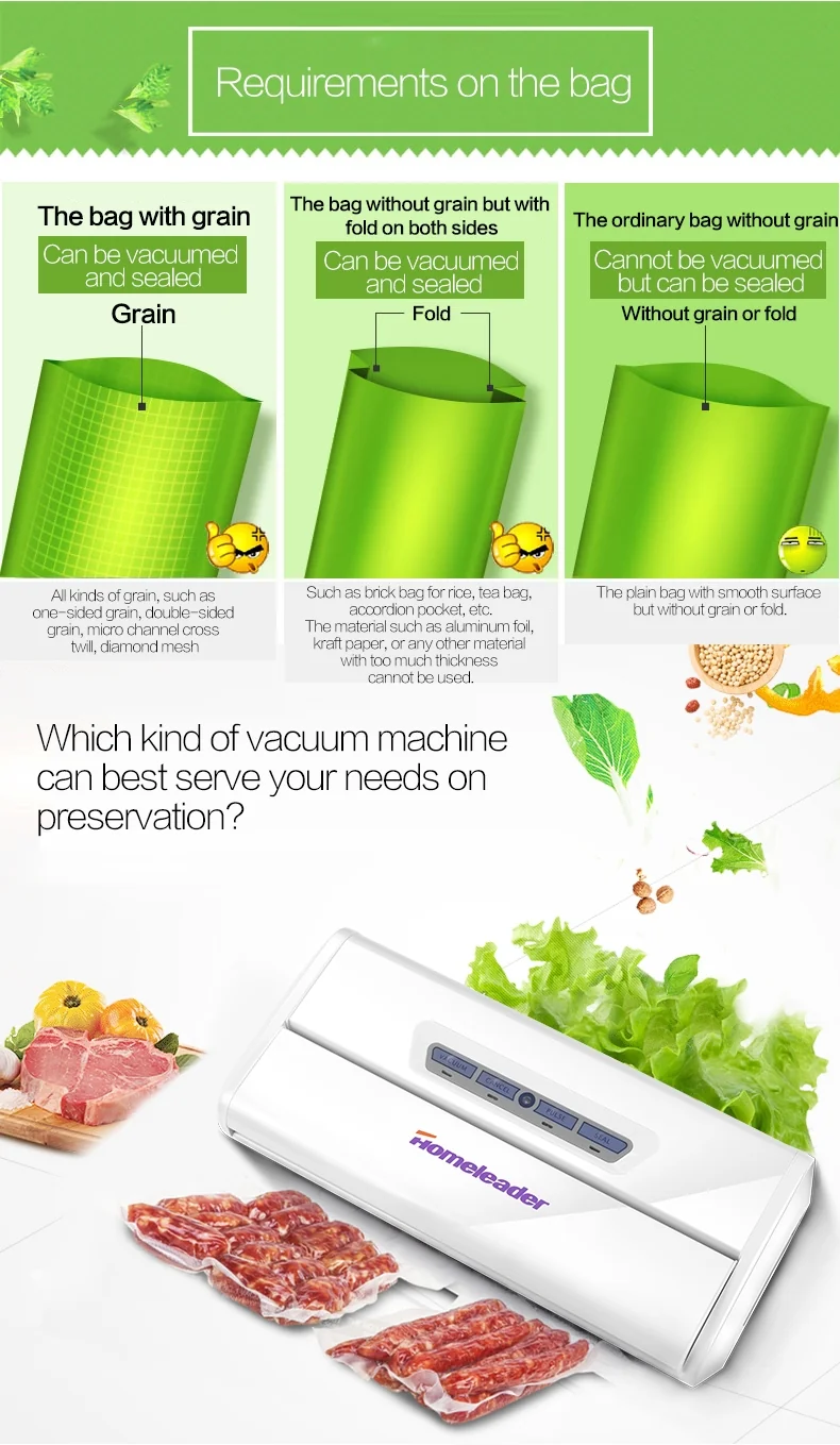 Homeleader L31-001 Vacuum Sealing System, Vacuum Sealer Machine, White detail image 1