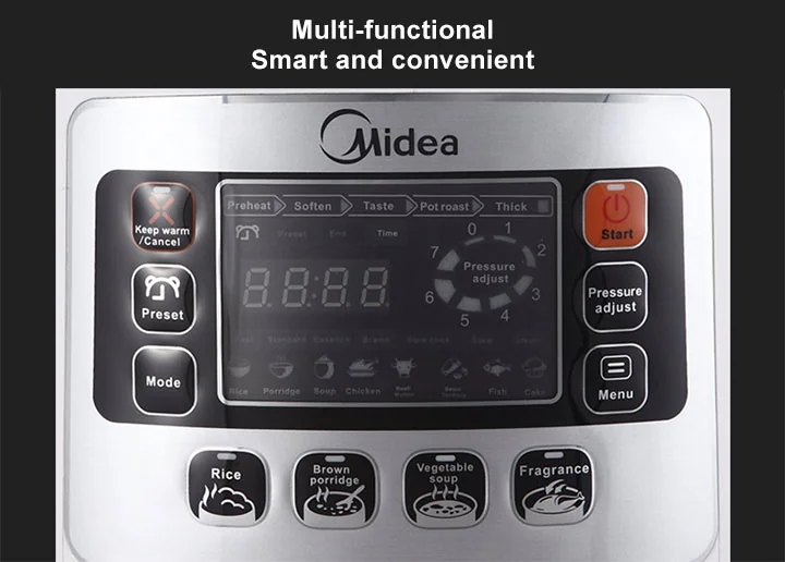 MIDEA MY-SS5033 Super Intelligent 6L/6.6Qt Stainless Steel Electric Pressure Cooker 19-in-1 detail image 5