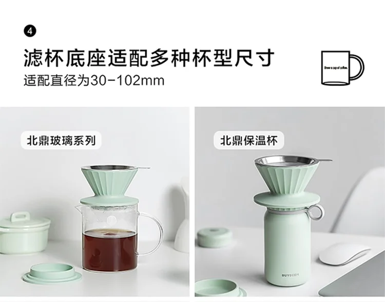 北鼎咖啡滤杯双层过滤网手冲咖啡套装漏斗滤网器具工具免滤纸便携双色可选 -西柚橙 detail image 16