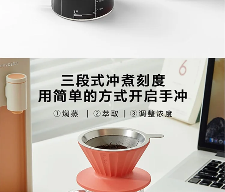 北鼎咖啡滤杯双层过滤网手冲咖啡套装漏斗滤网器具工具免滤纸便携双色可选 -西柚橙 detail image 23