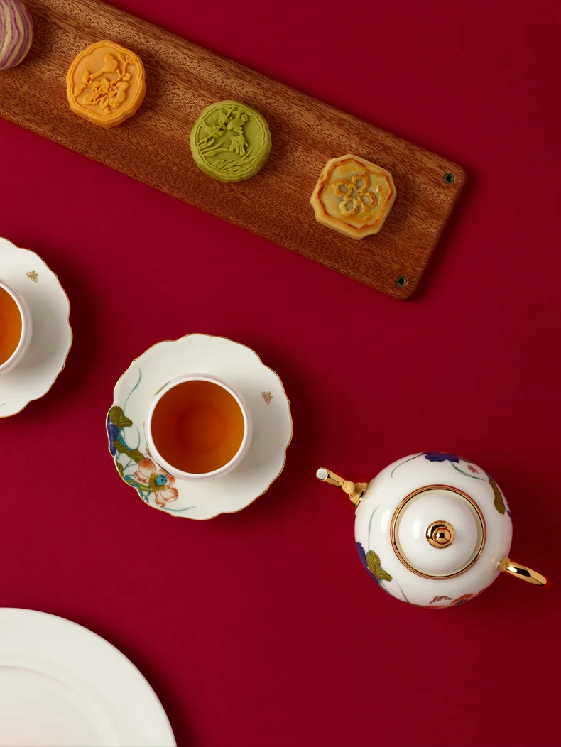 [China Direct Shipping, 5-7days] Auratic Guochen Yongfengyuan Happiness and Harmony 10-head Tea Set detail image 15