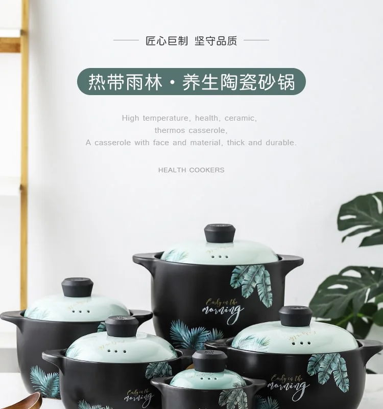 Becware 养生陶瓷煲 陶瓷砂锅 优质陶瓷无涂层 蓄热保温 热带雨林 3L detail image 1