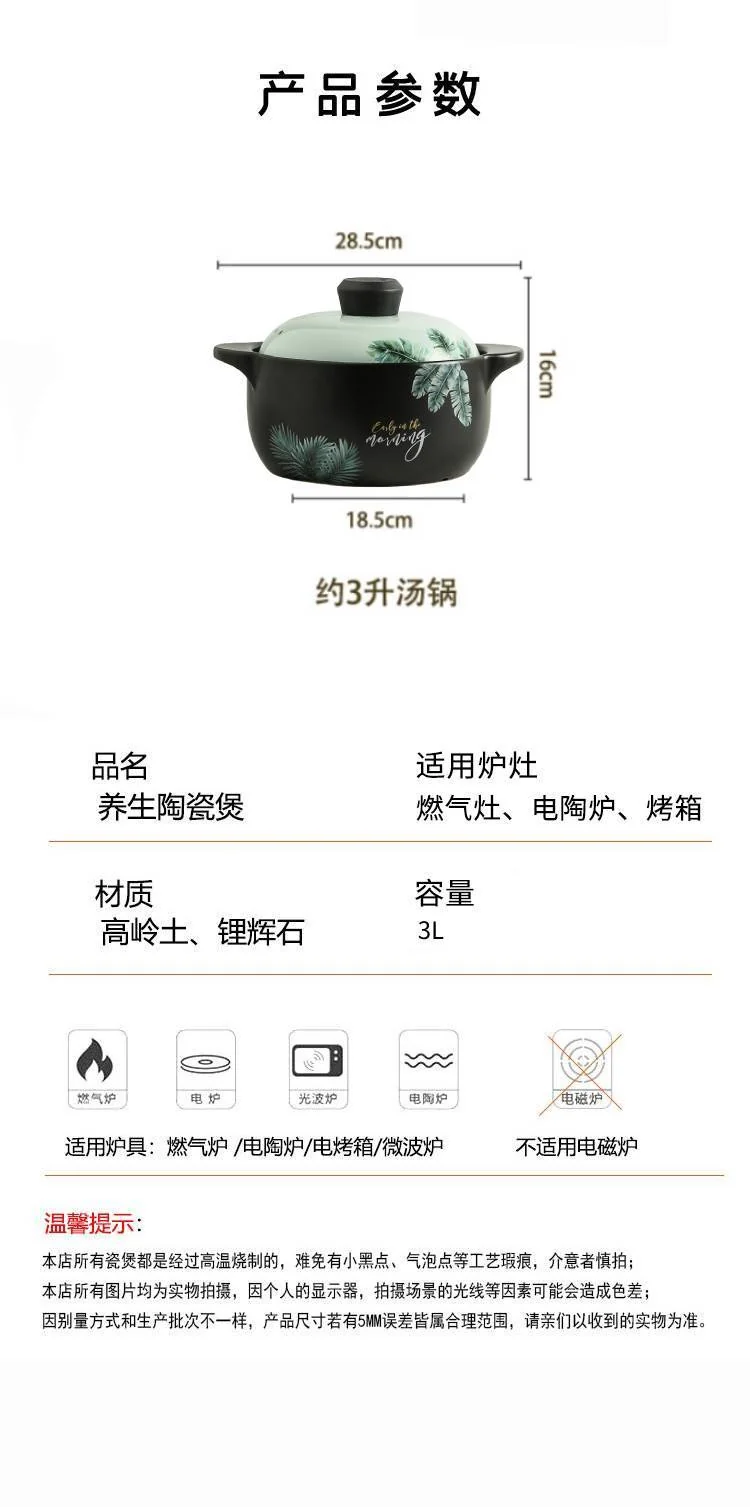 Becware 养生陶瓷煲 陶瓷砂锅 优质陶瓷无涂层 蓄热保温 热带雨林 3L detail image 15