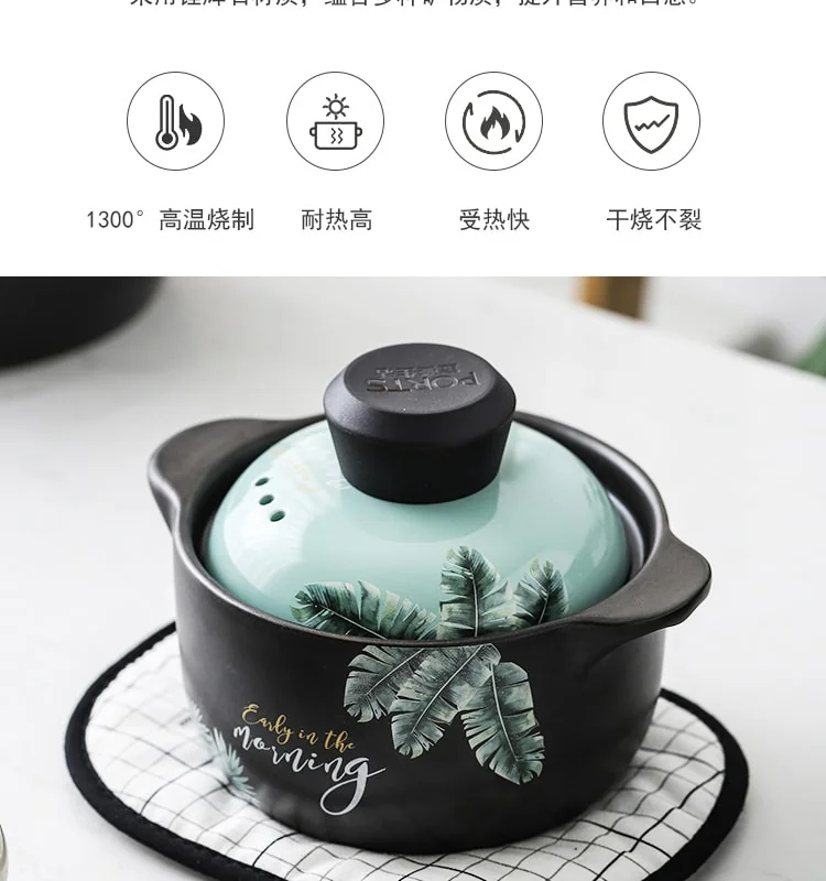 Becware 养生陶瓷煲 陶瓷砂锅 优质陶瓷无涂层 蓄热保温 热带雨林 3L detail image 6