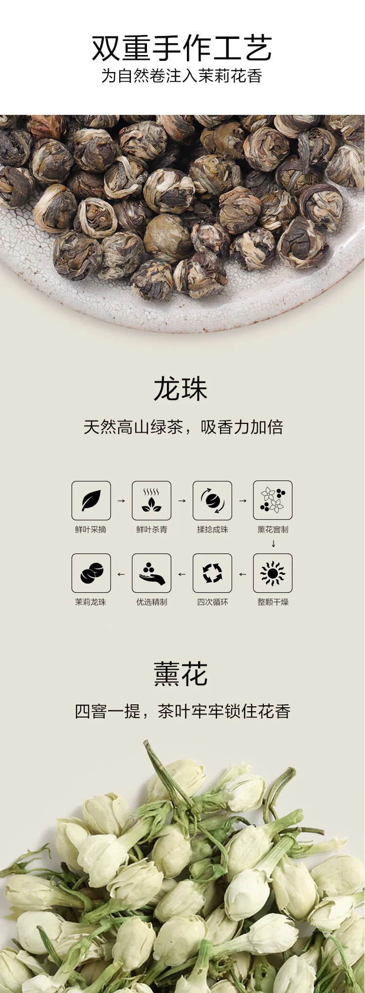 【中国直邮，时效7-15天】北鼎Buydeem养生茶包 茉莉龙珠盒装/7袋/21g 三盒装共63g 详情图 4