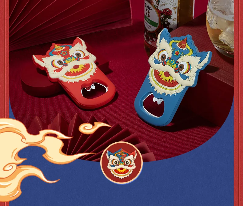 【中国直邮，时效10-15天】欢喜小将 吉祥醒狮开瓶器(套装) 国潮创意启瓶器 萌趣实用磁吸冰箱贴 detail image 4