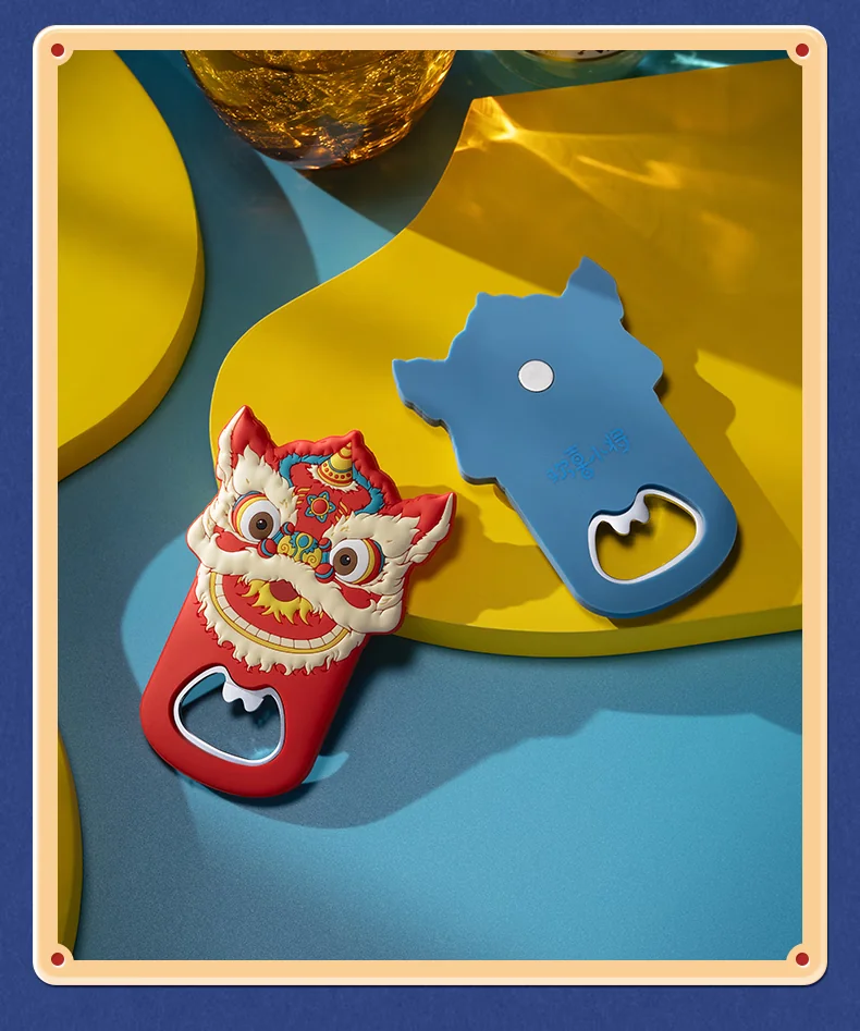 【中国直邮，时效10-15天】欢喜小将 吉祥醒狮开瓶器(套装) 国潮创意启瓶器 萌趣实用磁吸冰箱贴 detail image 11