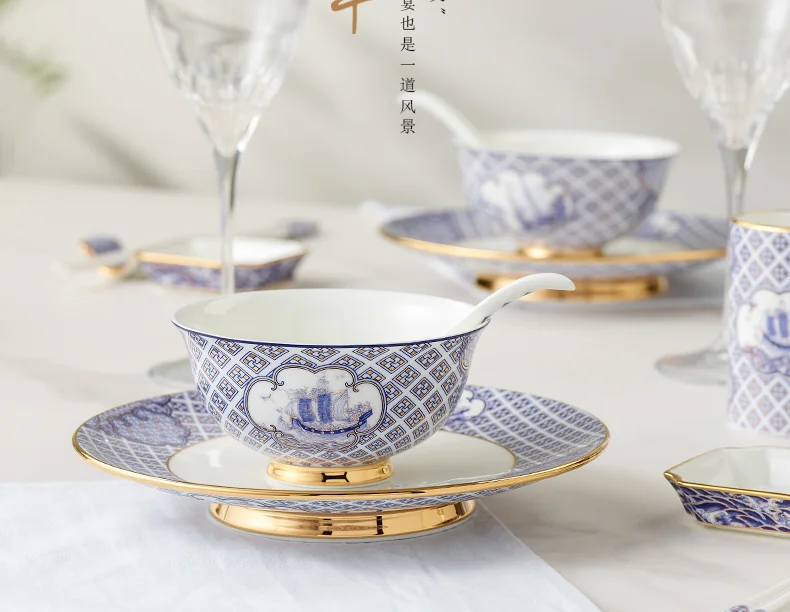 【中国直邮，时效10-15天】Auratic 国瓷永丰源先生瓷-四海升平6头餐具（1人位） detail image 2