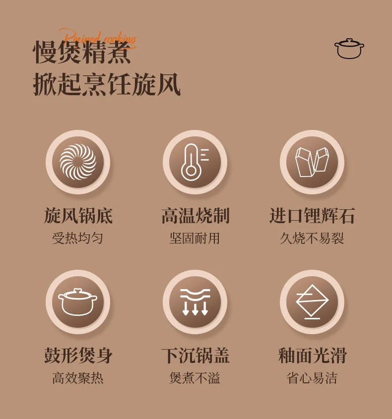 【不再补货】爱仕达砂锅煲煲汤家用耐高温陶瓷煲沙锅煲仔饭炖锅汤锅旋风煲燃气灶专用 6L 详情图 2