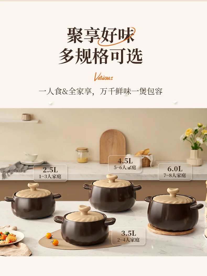 【不再补货】爱仕达砂锅煲煲汤家用耐高温陶瓷煲沙锅煲仔饭炖锅汤锅旋风煲燃气灶专用 6L 详情图 29