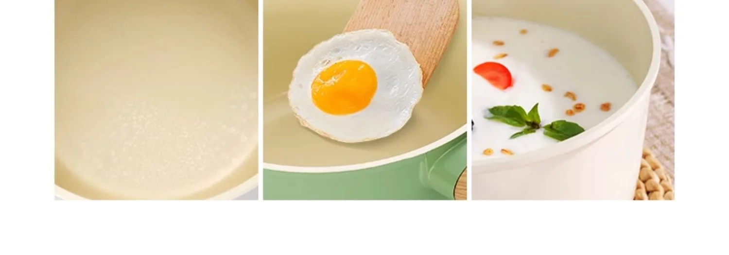 Amercook森林之花陶瓷奶锅 0化学涂层不粘锅 婴儿辅食锅泡面煮奶小锅 初见奶锅 2L 薄荷奶绿 18cm detail image 8