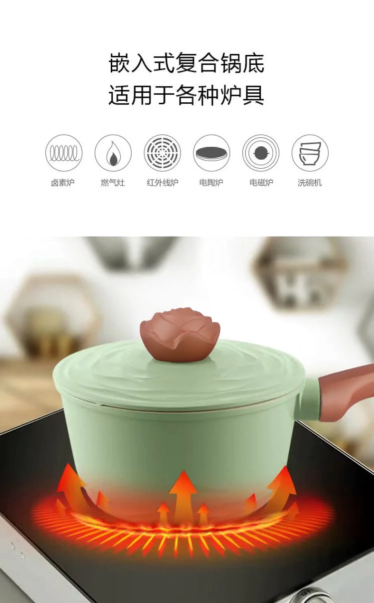 Amercook阿米尔 森林之花系列麦饭石不粘锅奶锅电磁炉燃气通用 18cm奶锅 detail image 10