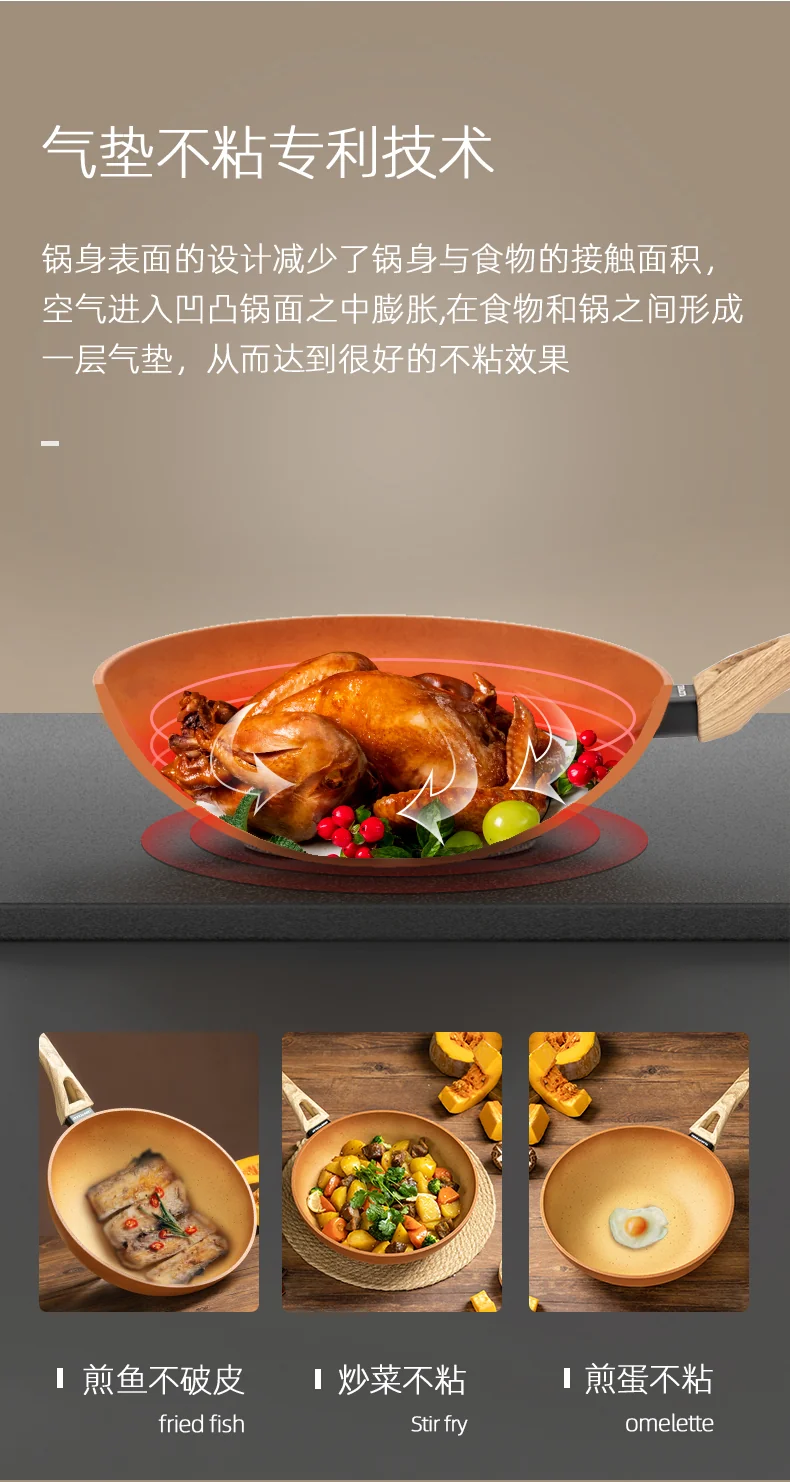 Amercook复古陶土系列不粘炒锅 复古陶土色 28cm detail image 8