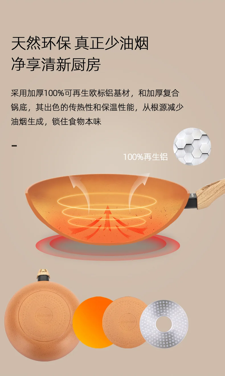 Amercook复古陶土系列不粘炒锅 复古陶土色 28cm detail image 9