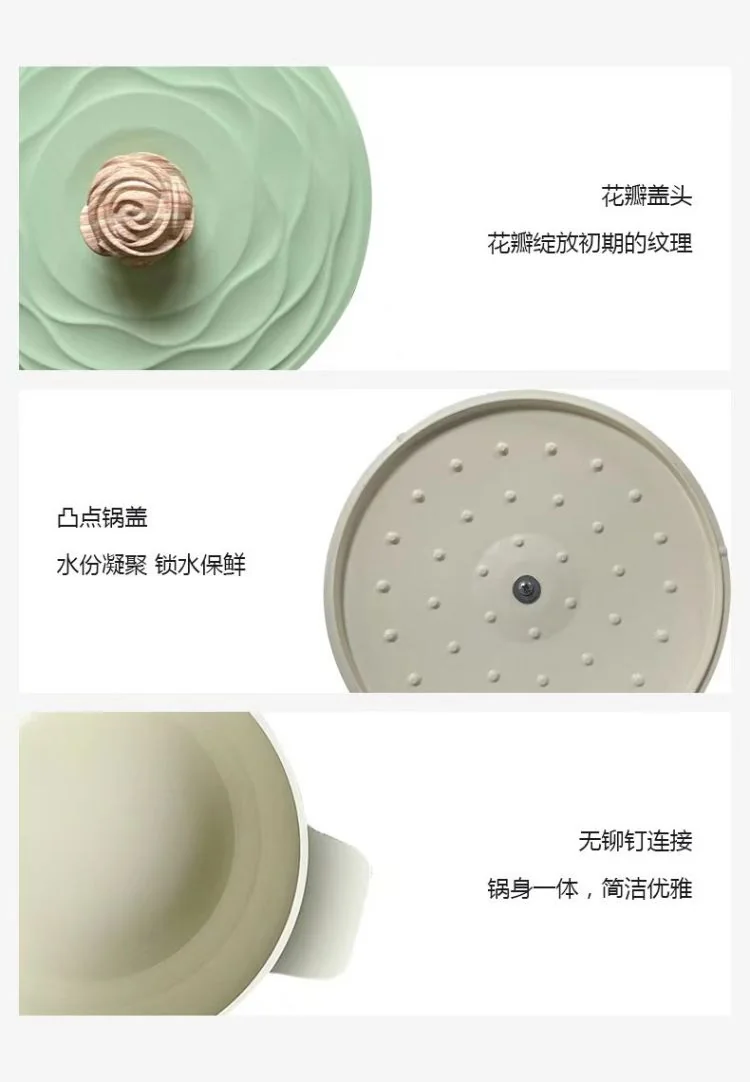 Amercook Forest Flower Series Ceramic Non stick Soup Pot Induction Cooker Gas Stove Universal 24cm Green detail image 11