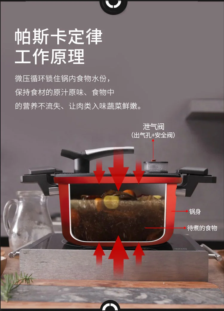 Amercook red micro-pressure medical stone soup pot pressure cooker that can be opened at any time general gas stove induction cooker 4L (3-5 people) detail image 7